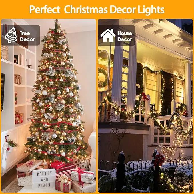 SANJICHA 2-Pack 66FT 200 LED Christmas Lights, Extendable Christmas Tree Light with Timer & Memory Function, Waterproof Green Wire Outdoor String Lights Indoor with 8 Lighting Modes (Warm White) by GreenHaven Gardens