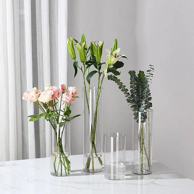 Clear Flower Vase, Non-breakable Vases, 5" W x 5" H, Acrylic Vase, Aesthetic Room Decor Cylindrical Modern Flower Vases for Table Centerpiece, Home Decor, Women Floral Arrangement Gift by GreenHaven Gardens