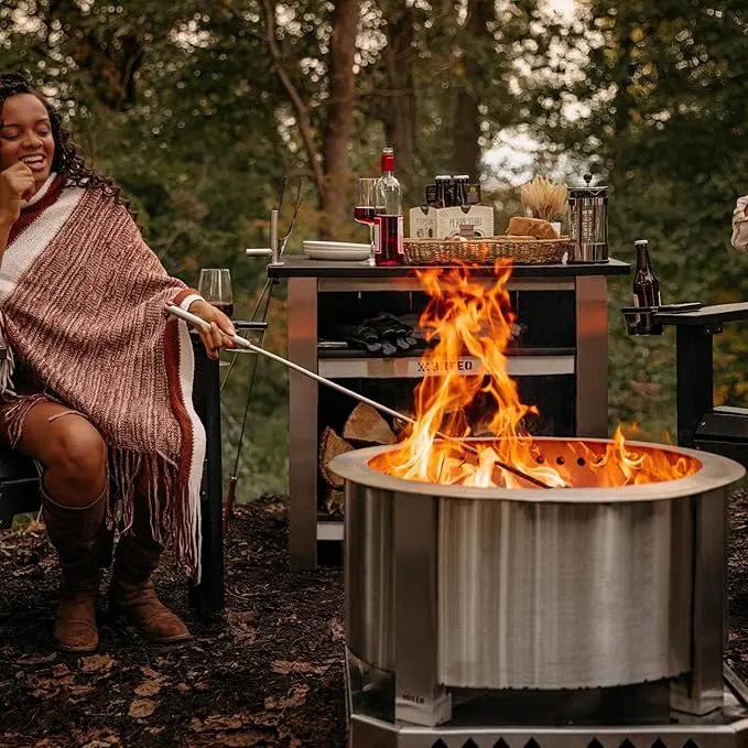 Breeo Smokeless Fire Pit (X Series 24, Stainless Steel) | 27.5 inch Smokeless Firepit for Outside | 62 Pounds | Ideal for Families Compatible with Wide Range of Breeo Accessories by GreenHaven Gardens