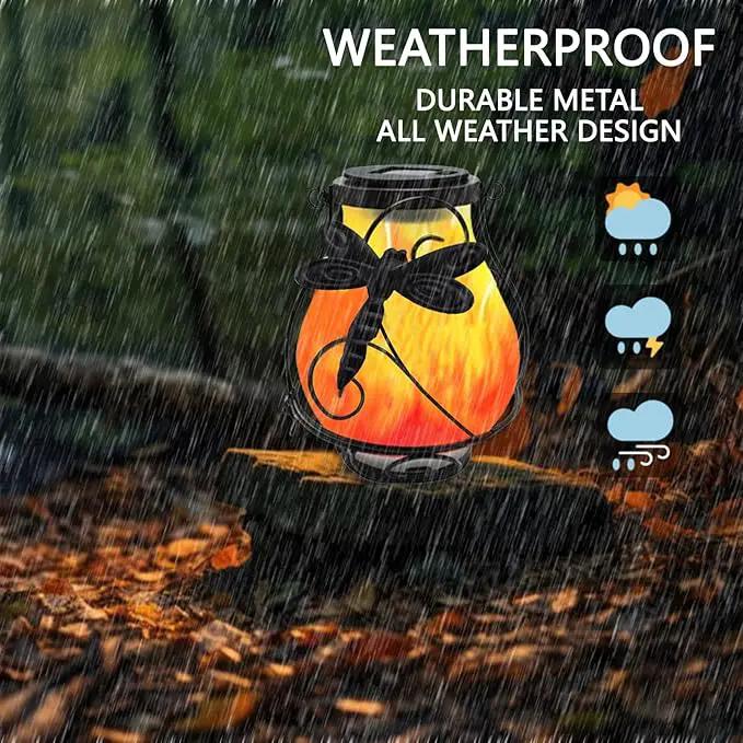 Solar Lanterns, Hanging Outdoor Lantern with Dragonflies LED Flickering Flameless Candles, Solar Lanterns Outdoor Waterproof for Table Party Decorative Yard Pathway (Dragonflies) by GreenHaven Gardens
