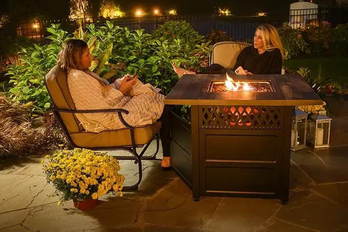 DualHeat by Endless Summer, The Harris, 38" Square Propane Gas Outdoor Fire Pit/Patio Heater by GreenHaven Gardens