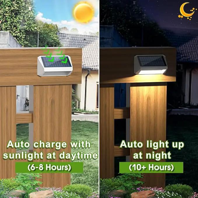LANSOW Solar Fence Lights 10 Pack, Cool ，Warm and White, Solar Deck Lights Outdoor Waterproof, Dusk to Dawn Solar Powered Decor for Outside, Step, Yard, Patio, Wall, Stair by GreenHaven Gardens