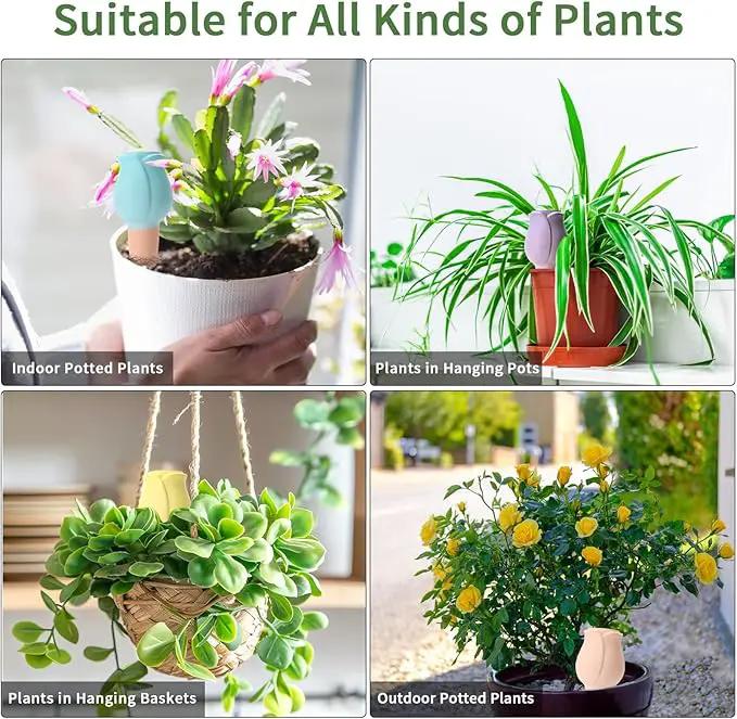 WILDKEN Terracotta Watering Spikes, 4 Pack Tulip Shaped Plant Watering Globes Vacation Self-Watering Planters Devices for Indoor and Outdoor Plants by GreenHaven Gardens