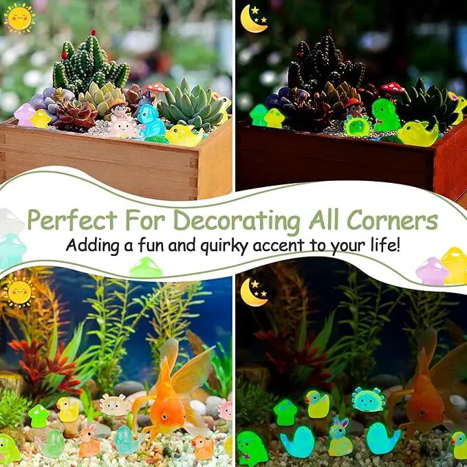 126PCS Mini Resin Ducks Animals Luminous Tiny Duck Animals Bulk Figures to Hide Glow in The Dark for Miniature Fairy Garden Accessories Micro Landscape Aquarium Potted Ornament Outdoor Decor by GreenHaven Gardens
