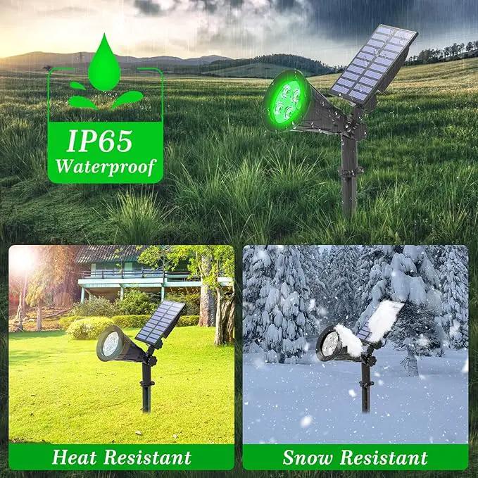 T-SUN Green Solar Spotlights, Green Solar Lights Outdoor, Auto-ON/Off 180°Angle Adjustable Solar Lights for Tree, Patio, Yard, Garden, Driveway, Pool Area (Green-2pack) by GreenHaven Gardens