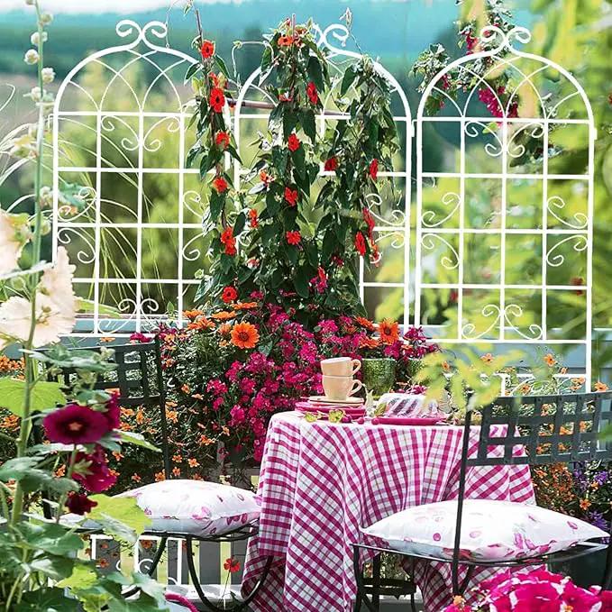 2 Pack Metal Garden Trellis 71" H Fence Rustproof Garden Trellis for Climbing Plants Support Roses Flower Outdoor Lawn, Cream White by GreenHaven Gardens
