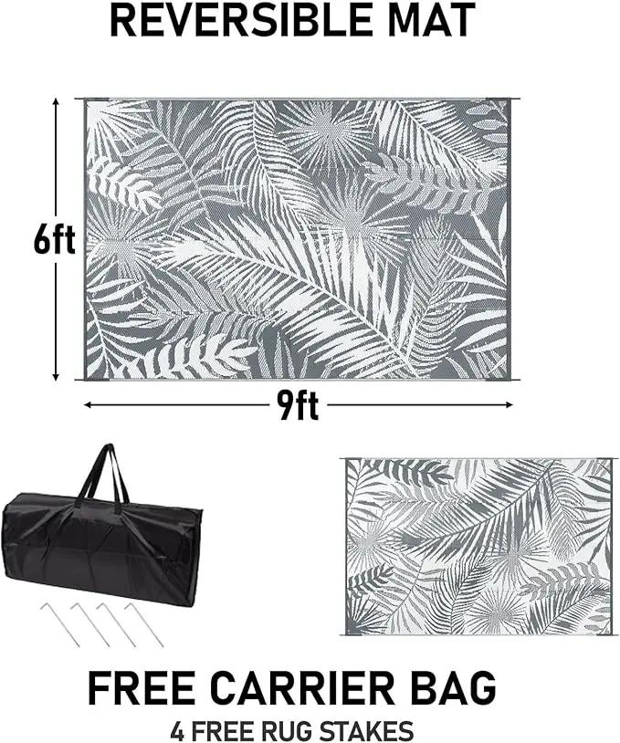 HiiARug Outdoor Plastic Straw Rug - 6x9Ft Waterproof Reversible Patio Mat for Deck, Beach, RV, Camper, Backyard by GreenHaven Gardens