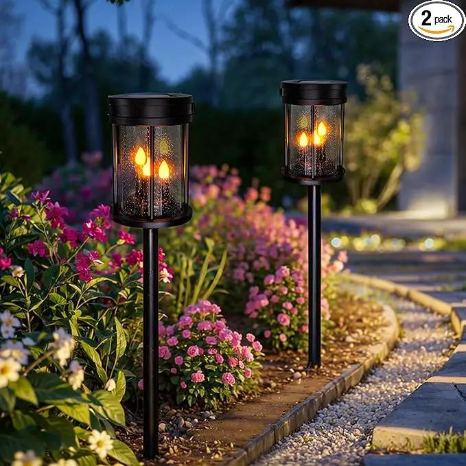 Beautyard Solar Lanterns Outdoor Waterproof Solar Candles Lantern Garden Lanterns Flickering Candle Lantern Lights Outdoor Patio Decor Mothers Day Gifts 2 Packs by GreenHaven Gardens