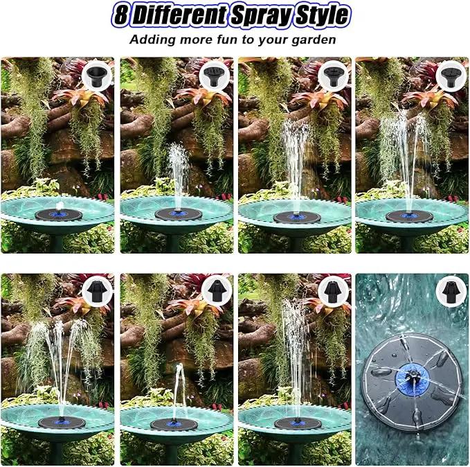 SZMP Solar Fountain Upgrade, 3.5W Solar Powered Bird Bath Fountains with Flower, Outdoor Water Feature Solar Pump with 7-in-1 Nozzles, 4 Fixed Pipes for Humingbirds, Garden, Pool, Pond, and Fish Tank by GreenHaven Gardens