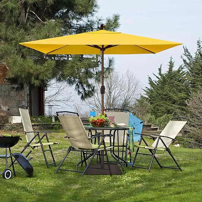 EliteShade USA 10-Year-Non-Fading 6.5x10Ft Rectangular Market Umbrella Patio Umbrella Outdoor Table Umbrella with Ventilation, Sunflower Yellow by GreenHaven Gardens
