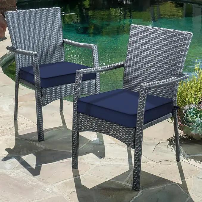 LVTXIII Patio Chair Cushions 19"x19"x3", Water-Repellent Outdoor Seat Cushions for Patio Furniture, Square Chair Pads with Ties for Home Garden Decoration, Set of 2, Navy Blue by GreenHaven Gardens