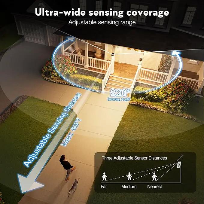 White Motion Sensor Light Outdoor, 2 Pack Dusk to Dawn Outside Lights for House, Anti-Rust Exterior Light Fixture, Waterproof Porch Light for House, Garage, Balcony, Weather Resistant by GreenHaven Gardens