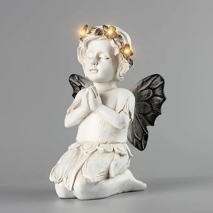 Leekung Angel Statues for Garden Decor - with Solar Powered Light Angel Garden Statues Outdoor Garden Sculptures & Statues Angels Figurines Memorial Praying Sculpture for Patio Lawn Yard Porch Gifts by GreenHaven Gardens