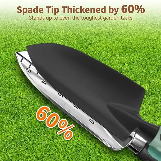 LASZOLA 3 Piece Garden Tool Set Include Hand Trowel Rake and Transplant Shovel for Women, Indoor Heavy Duty Small Spade Kit with Ergonomic Handle to Weed and Loosen, for Mom and Plant Beginner, Teal by GreenHaven Gardens