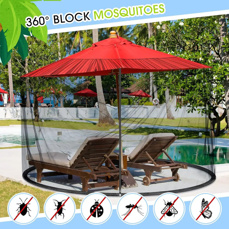 Windyun 2 Pcs 7 to 10 ft Patio Umbrella Mosquito Netting with Double Zipper Door, Screen Universal Hanging Mosquito Net for Patio Polyester Mesh Umbrella Screen for Outdoor and Patio Tables(Black) by GreenHaven Gardens