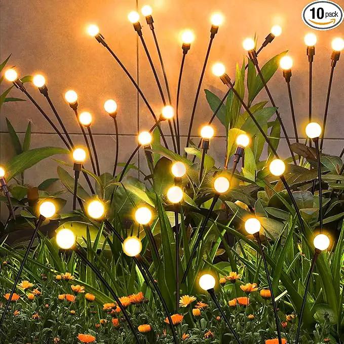 Solar Garden Lights Outdoor, 10 Pack 60 LED Solar Firefly Lights, Swaying Waterproof Garden Decor for Yard Patio Pathway Lawn Gardening Gifts by GreenHaven Gardens
