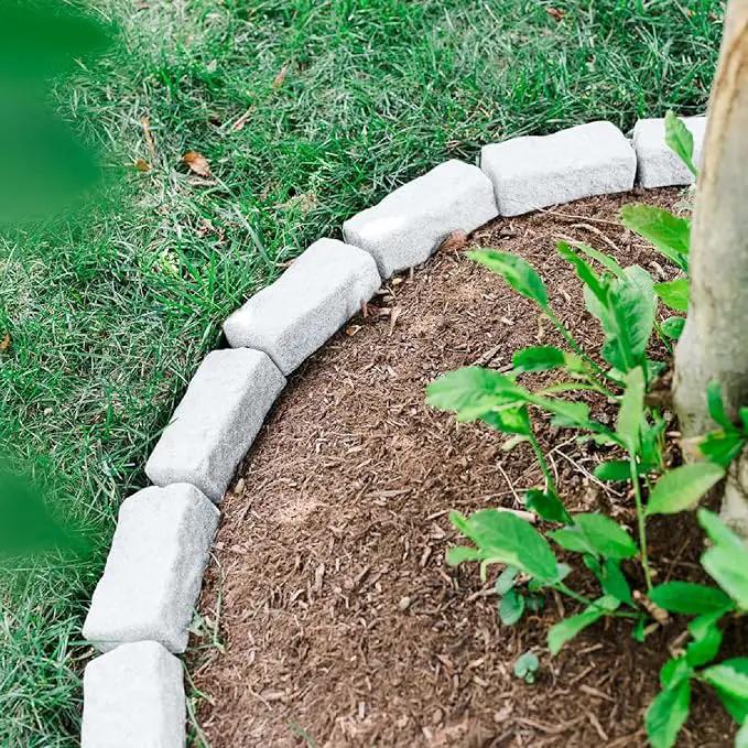 Beuta Landscape Edging | Garden Edging Border | Faux Stone Bricks for Lawn edging, Flower beds, Pathways & Yard Edging– 40 Packs | Each Section Has 6 Bricks 48"L x 4"W x 2.25"H | 120 Spikes |Limewash by GreenHaven Gardens
