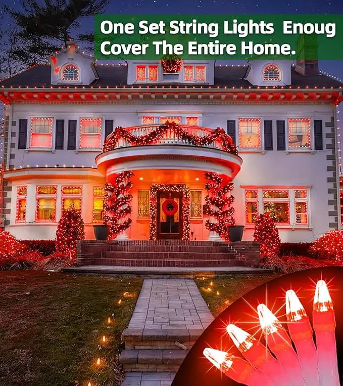 1500 LED Chrstmas String Lights, 492FT Super Long Christmas Lights with 8 Modes, Christmas Tree Lights with Timer Memory for Indoor Outdoor Tree Fence Garden Xmas Wedding Party Decor Red by GreenHaven Gardens