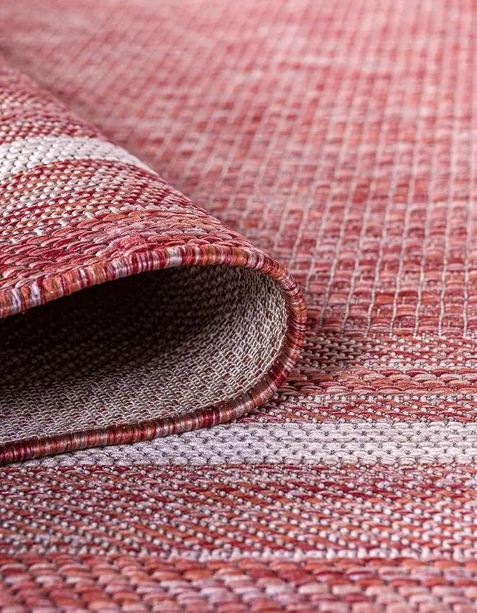 Unique Loom Outdoor Border Collection Area Rug - Soft Border (13'Square, Rust Red/ Ivory) by GreenHaven Gardens