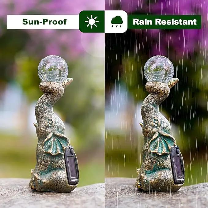 MININOVA Solar Elephant Garden Decor Statues & Sculptures for Outside, Outdoor Figurine Lights for Patio, Yard, Balcony, Unique Housewarming Ornament by GreenHaven Gardens