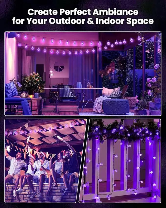 Purple Solar Lights Outdoor Waterproof, 2-Pack 120 LED 72 FT Total, Halloween Globe Lights for Garden Yard Wedding Christmas Party Decor (Purple) by GreenHaven Gardens