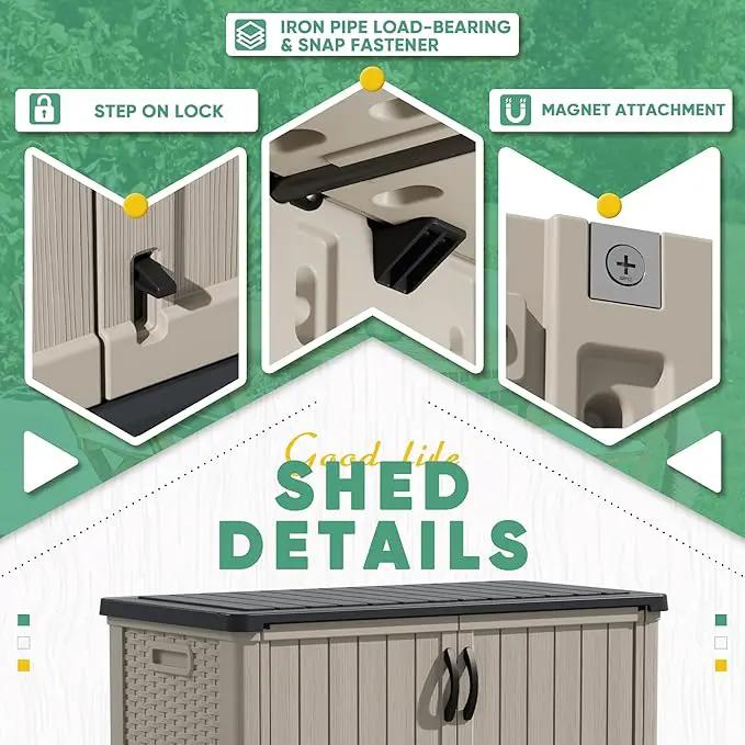 Devoko Outdoor Storage Cabinet 50 Cu Ft with Lockable Doors, Vertical Storage Shed Waterproof Patio Tools Storage Box for Sofa Cushions, Gardening Tools and Accessories (Beige) by GreenHaven Gardens
