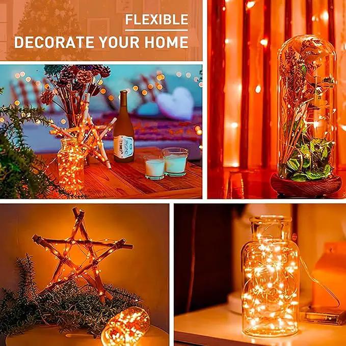 JMEXSUSS 4 Pack Orange Solar Fairy Lights, Total 400 LED 132 FT Orange Halloween Light, 8 Modes Copper Wire Solar String Lights Outdoor Waterproof for Halloween Garden Yard Tree Christmas Decor by GreenHaven Gardens