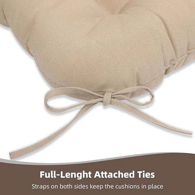 RACE LEAF 4 Pack 17x17 Inch Patio Chair Cushions, Thickened Seat Cushions Waterproof Stain Resistant with Non-Slip Ties (Khaki) by GreenHaven Gardens