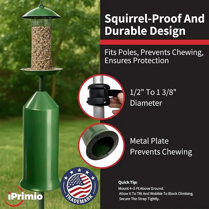iPrimio 18" Squirrel Baffle – Easy Install Wrap Around Design: Durable Weather-Resistant Bird Feeder Baffle for Poles, Protects Hanging Feeders, No-Tool Setup, 2 Pack by GreenHaven Gardens