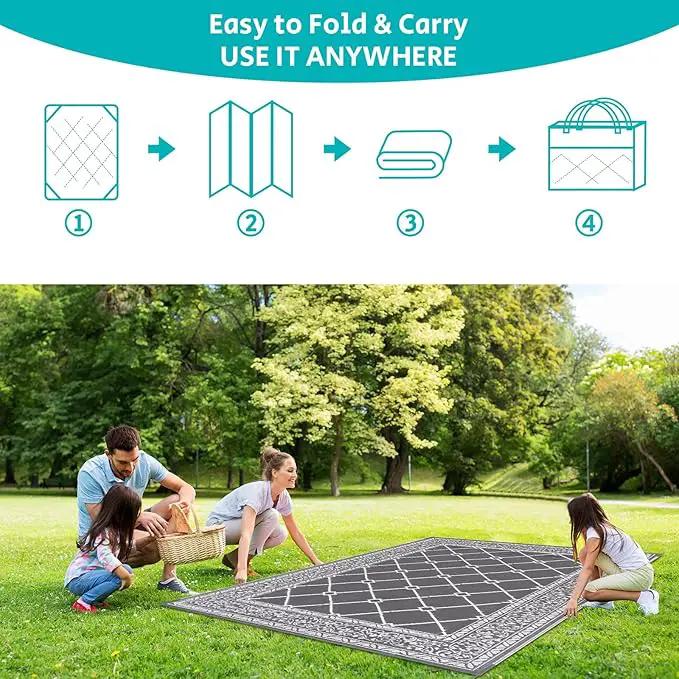 HEBE Outdoor Rug Waterproof 9x12, Reversible Plastic Straw Rug RV Camping Rug, Indoor Outdoor Patio Mat Clearance, Outside Carpet for Porch,Deck,Camper,Balcony,Backyard,Picnic by GreenHaven Gardens