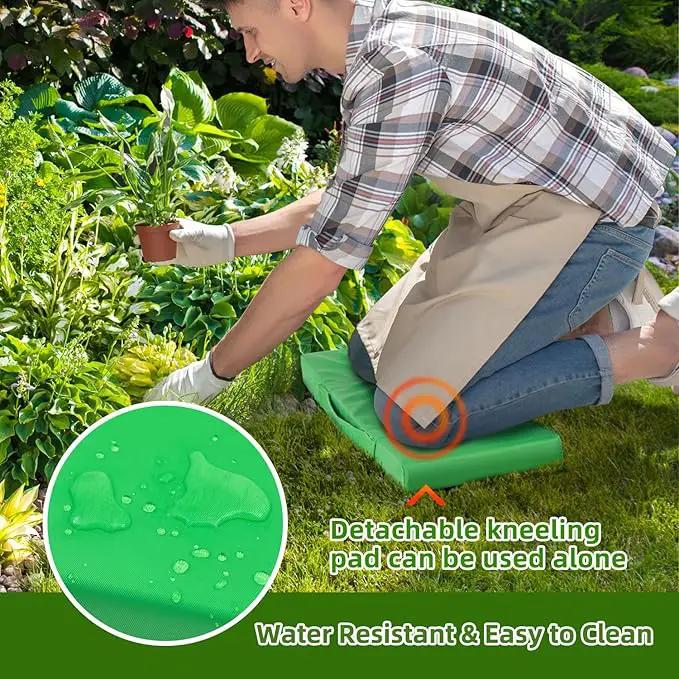 Ohuhu Garden Kneeler and Seat: Upgraded Widened Gardening Stool with Detachable Soft Kneeling Pad, Foldable Garden Bench Heavy Duty with Large Tools Bag and Pouch, Gifts for Women Men Seniors Gardener by GreenHaven Gardens