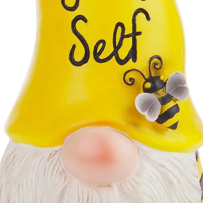 Alpine Corporation 12" H Bee Yourself Indoor/Outdoor Garden Gnome Statue, Yellow/Black by GreenHaven Gardens