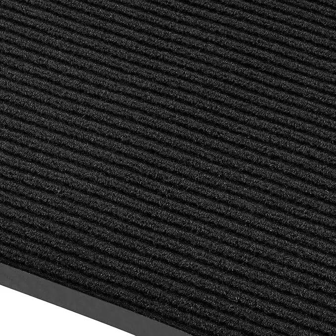 fani Heavy Duty Large Outdoor Indoor Entrance Black Doormat Waterproof Low Profile Entrance Rug Front Door Mat Patio Anti-Skid Rubber Back, 48x120 inch (Jet Black) by GreenHaven Gardens