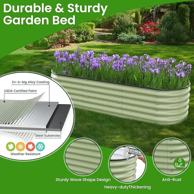 6.5X2X1.4 FT Raised Garden Bed for Outdoors - Galvanized Planter Raised Beds, Metal Planter Box for Vegetables,Flowers, Herbs, and Succulents(Light Green) by GreenHaven Gardens