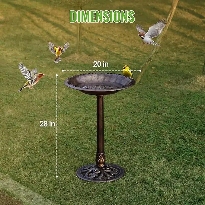 Backyard Expressions Outdoor Garden Bird Bath - Bronze - Weather Resistant Polyresin - 27 Inch by GreenHaven Gardens