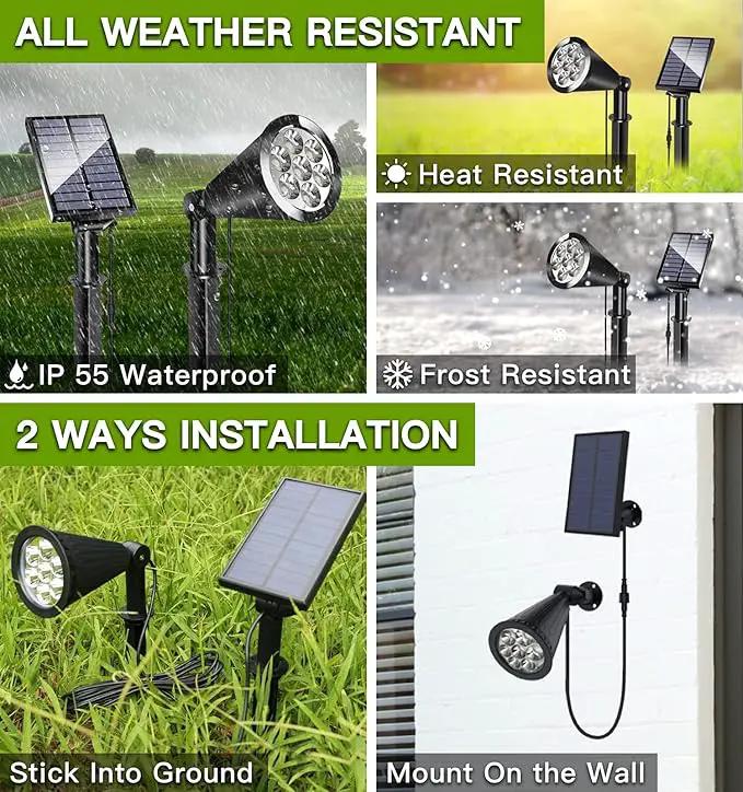 Solar Spot Light Outdoor, Waterproof Solar LED Landscape Lights Dusk to Dawn, 2-in-1 Solar Spotlight Solar Powered Accent Lights for Garden Porch Walkway Patio (4 Pack) by GreenHaven Gardens