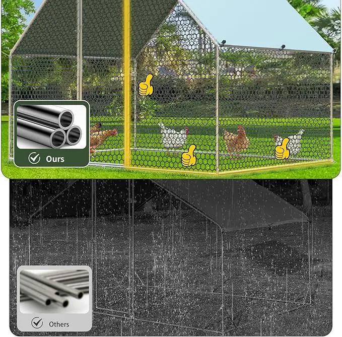 4ever2buy Chicken Runs for Yard with Cover, Large Metal Chicken Run Walk in Metal, Outside Dog Kennel with Roof, Flat Roofed Outdoor Kennel for Cats(9.2’Lx12.47’Wx6.4’H) by GreenHaven Gardens