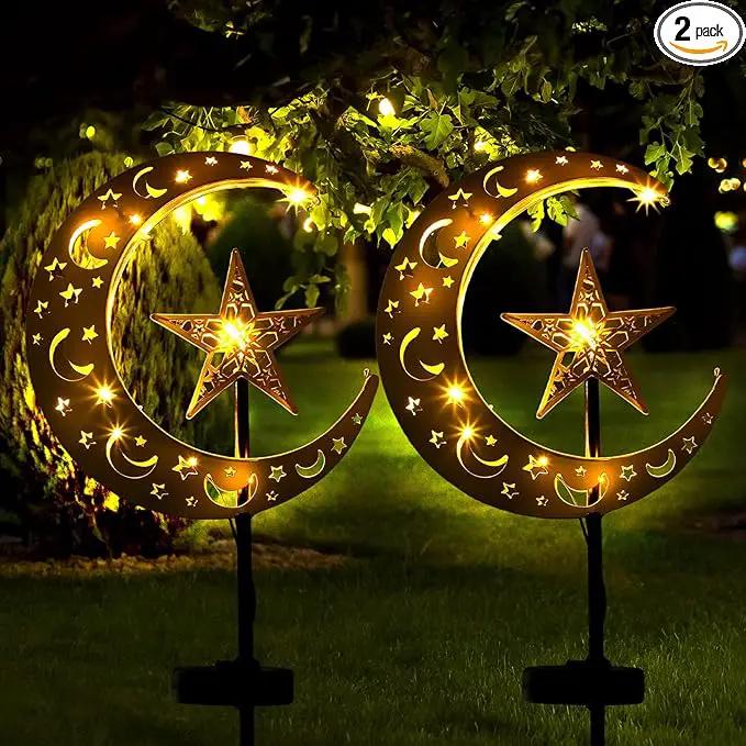 2 Pcs Ramadan Solar Lights Ramadan Decorations Outdoor Mubarak Star Moon Solar Stakes Lights Waterproof for Eid Decorations Outdoor Garden Walkway Lawn Patio Yard(Star) by GreenHaven Gardens