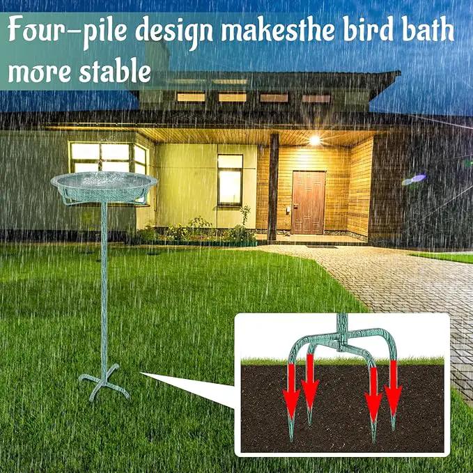 Metal Bird Bath for Outside, 36.2" Height Birdbath Bowl Standing Bird Feeders for Outdoors with 4 Prongs Base Stake, Freestanding Birdfeeders for Garden Yard Lawn Decor (Retro Green) by GreenHaven Gardens
