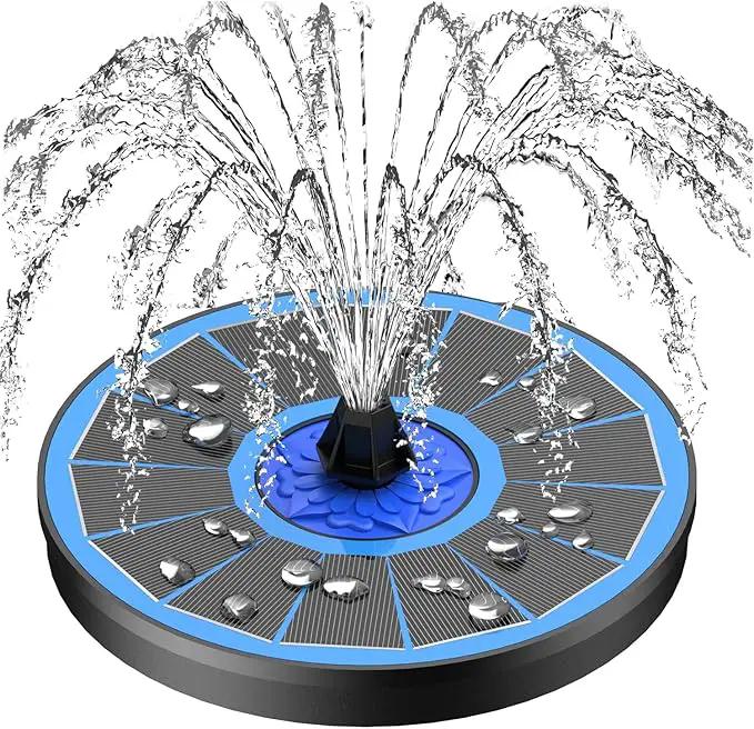 SZMP Solar Fountain Upgrade, 3.5W Solar Powered Bird Bath Fountains with Flower, Outdoor Water Feature Solar Pump with 7-in-1 Nozzles, 4 Fixed Pipes for Humingbirds, Garden, Pool, Pond, and Fish Tank by GreenHaven Gardens