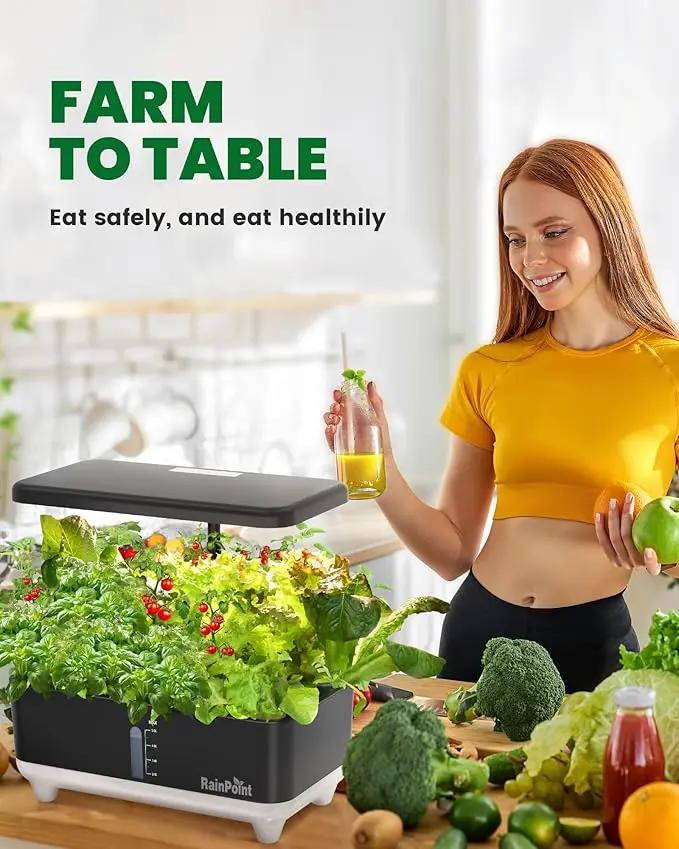 RAINPOINT Hydroponics Growing System Kit, Indoor Herb Garden Planter Kit with 13 Pods, 5L Inside Gardening System with LED Grow Light, Gardening Plant Gift for Women, Men, Children and Enthusiasts by GreenHaven Gardens