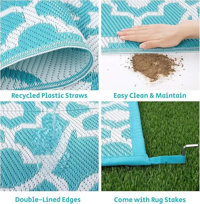 HEBE Outdoor Rug Waterproof 9x18, Plastic Straw Rug Camping Rug, Reversible Outdoor Patio Rugs RV Mat Clearance, Indoor Outside Floor Carpet for Porch,Deck,Camper,Balcony,Backyard by GreenHaven Gardens