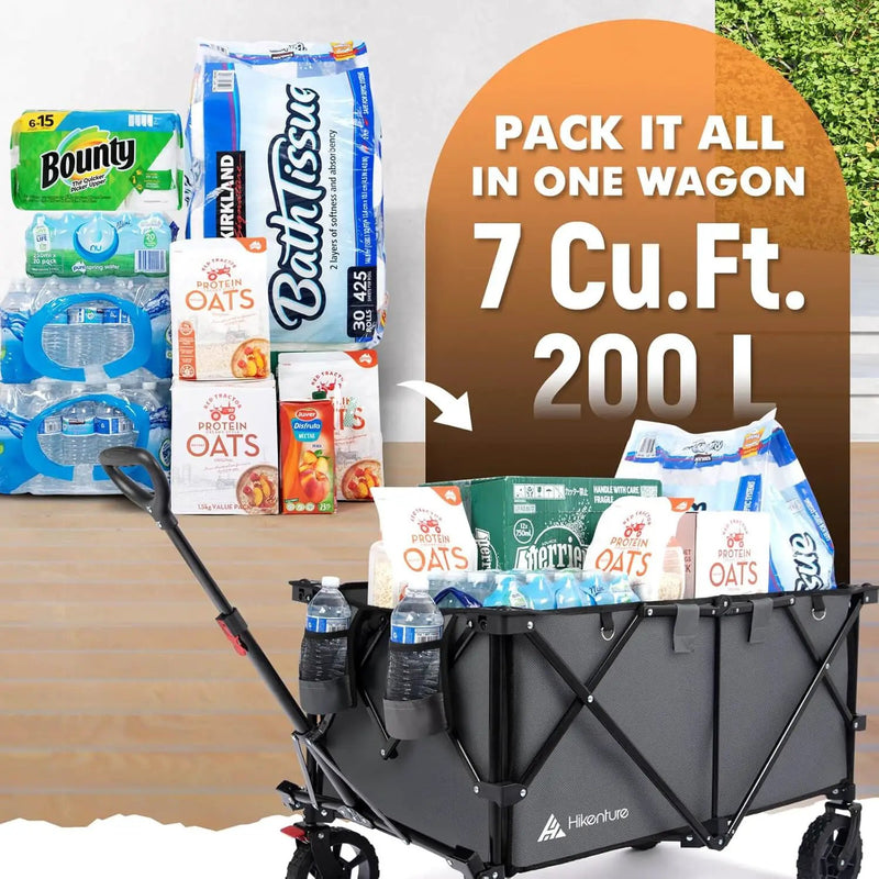 Hikenture Collapsible Wagon - 330LBS Capacity, Extra Large Foldable Wagon with All-Terrain Wheels, Utility Beach Cart for Outdoor Garden by GreenHaven Gardens
