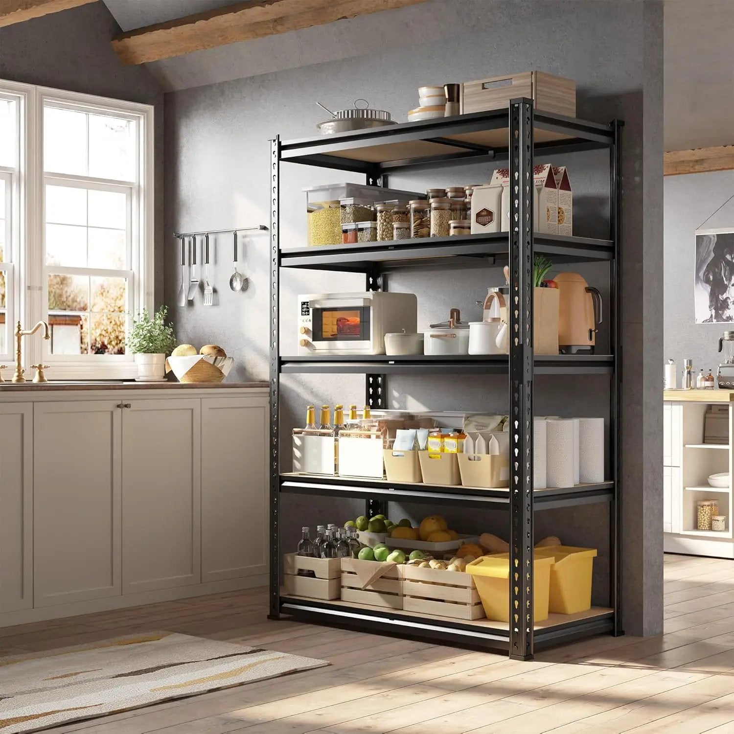 63" H Garage Shelving 31.5" W Storage Shelves Adjustable 2000LBS Metal Shelving Heavy Duty 5 TierGarage Shelves for Pantry Kitchen Closet Basement Warehouse by GreenHaven Gardens