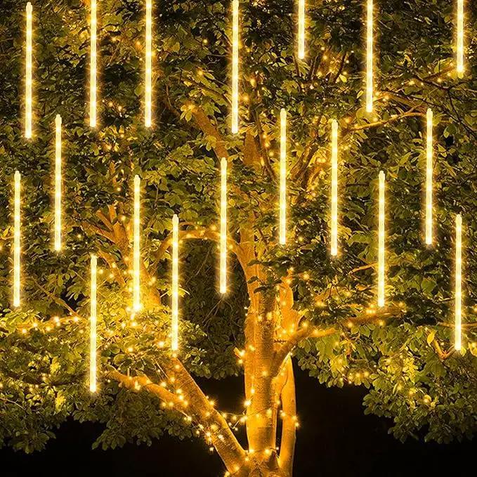 TW SHINE Christmas Meteor Shower Lights Outdoor, 288 LED 12" 8 Tubes Waterproof Christmas Lights Outdoor Plug in, Snow Falling Rain Icicle Xmas Lights Decorations, Warm White by GreenHaven Gardens