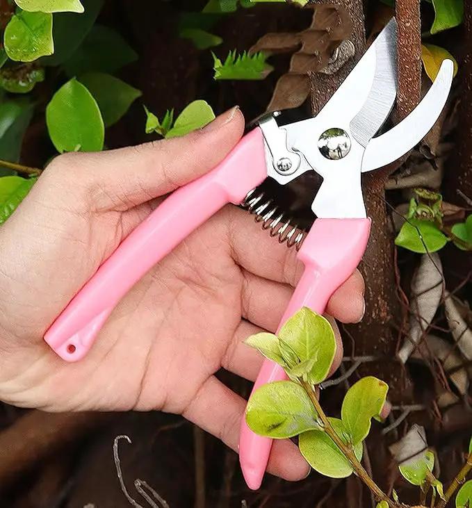Garden Flower Shears Pruning Shears 6.9 inches Scissors Heavy Duty Plant Scissors for Cutting Flowers, Trimming Plants, Bonsai, Fruits Picking (Pink Handle 2pcs) by GreenHaven Gardens