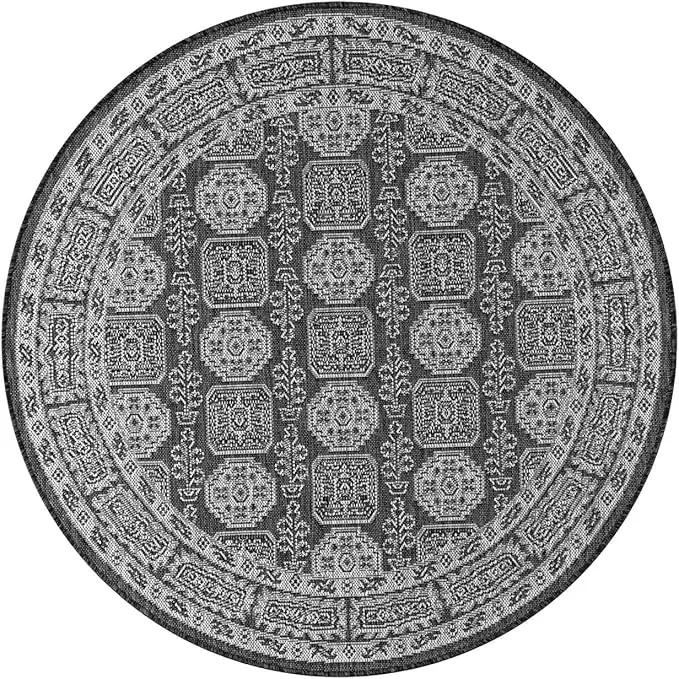 Keen Home Design Terrace Outdoor Round Rug - 5ft Round Washable Indoor/Outdoor Rug for Patio, Kitchen, Balcony, Beach, Garden, Deck and Porch, Size: 5'3" Round by GreenHaven Gardens
