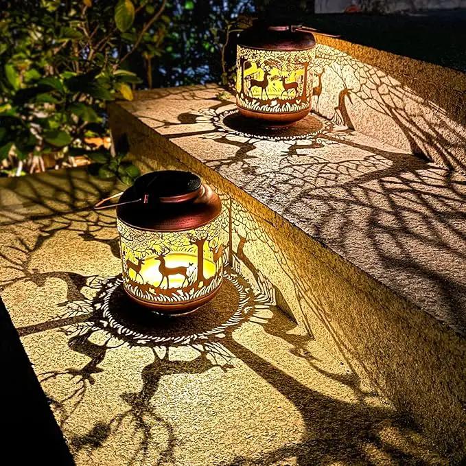 Deer Solar Lanterns Outdoor Waterproof Hanging Solar Lights Deer Gifts for Women Men Metal Decorative LED Lanterns for Yard, Patio, Lawn, Tabletop, Pathway, Landscape, Garden Decor by GreenHaven Gardens