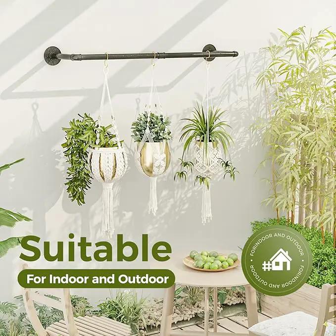 Bamworld Hanging Planters for Indoor Plants Plant Hanger Indoor Hanging Plant Rod 36.2in Window Plant Shelves Metal Rod Pot Not Included by GreenHaven Gardens