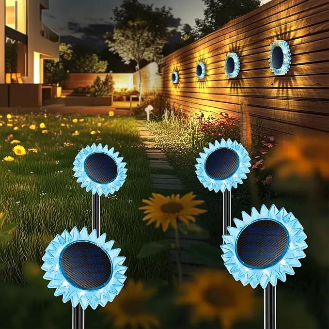 Hogni 4PK Solar Garden Lights, Ground Stake/Hang 2 in 1 Solar Sunflowers Outdoor Waterproof IP67, Outdoor Decor for Pathway Walkway Landscape Backyard Fence Decoration by GreenHaven Gardens